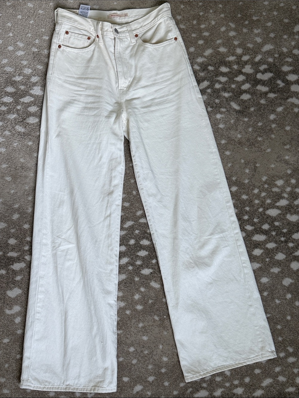 Levi's Ribcage Wide Leg Jeans - Off White/Cream - size 27 - Picture 2 of 5